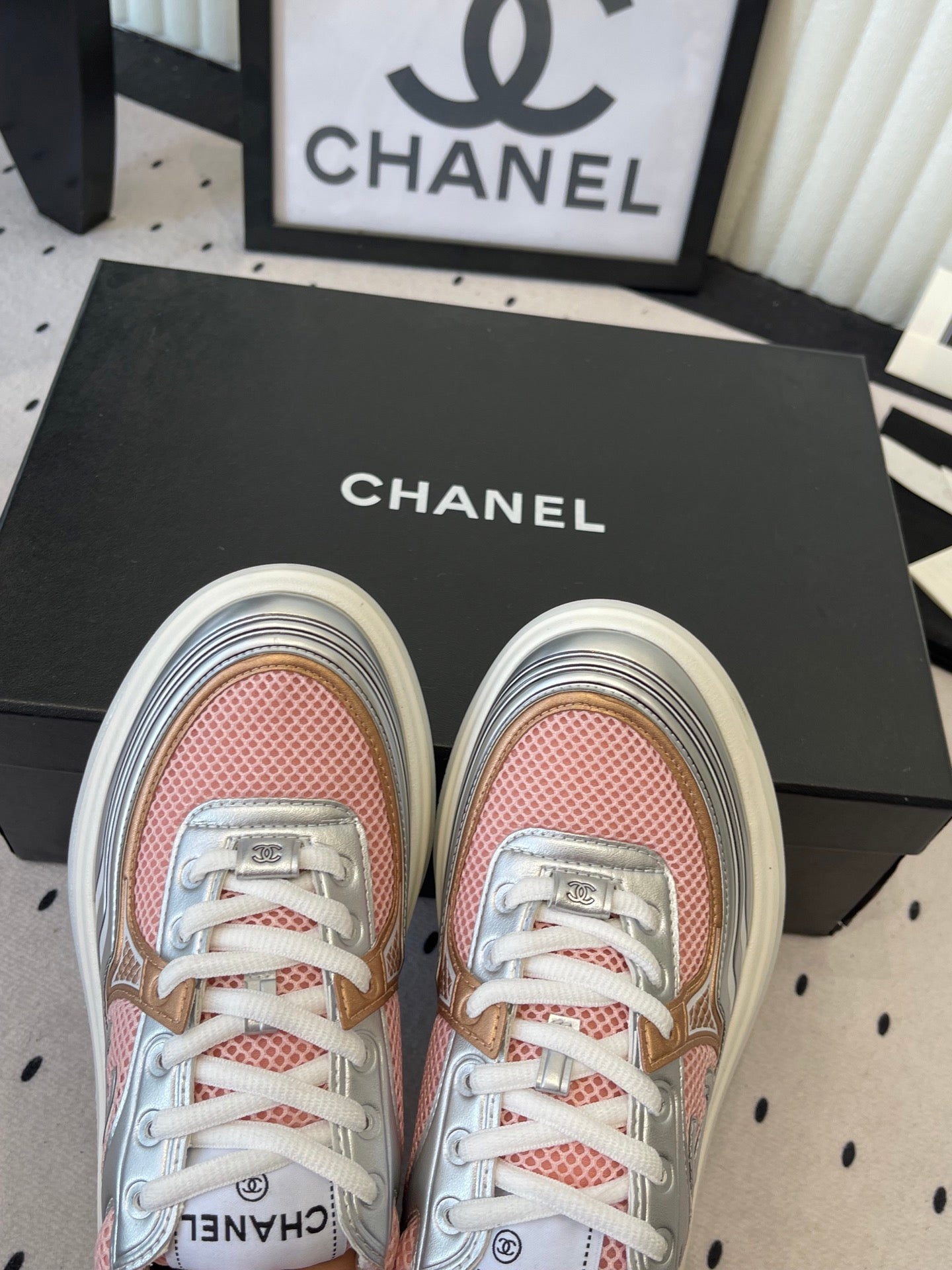 CC Sneaker Pink Silver Metallic in Cowhide 611668