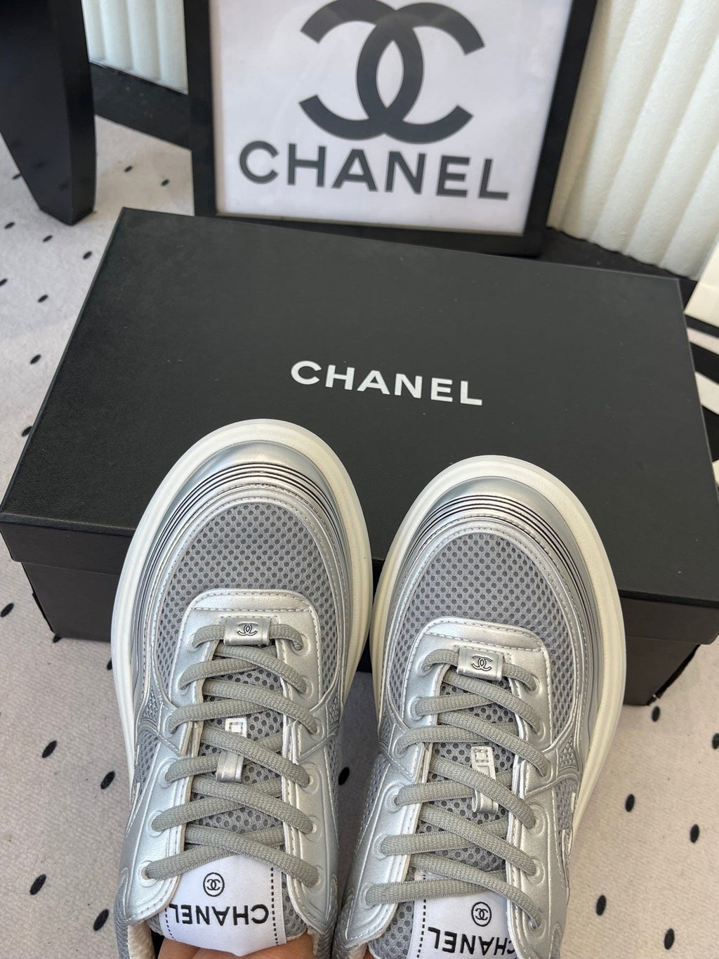 CC Sneaker Metallic Silver in Cowhide 611664