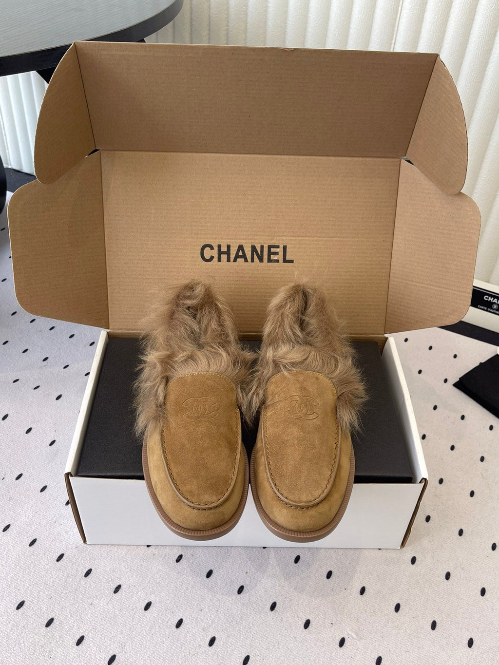 CC 26 Furry Loafer Brown Suede Kidskin and Shearling Lambskin 611596