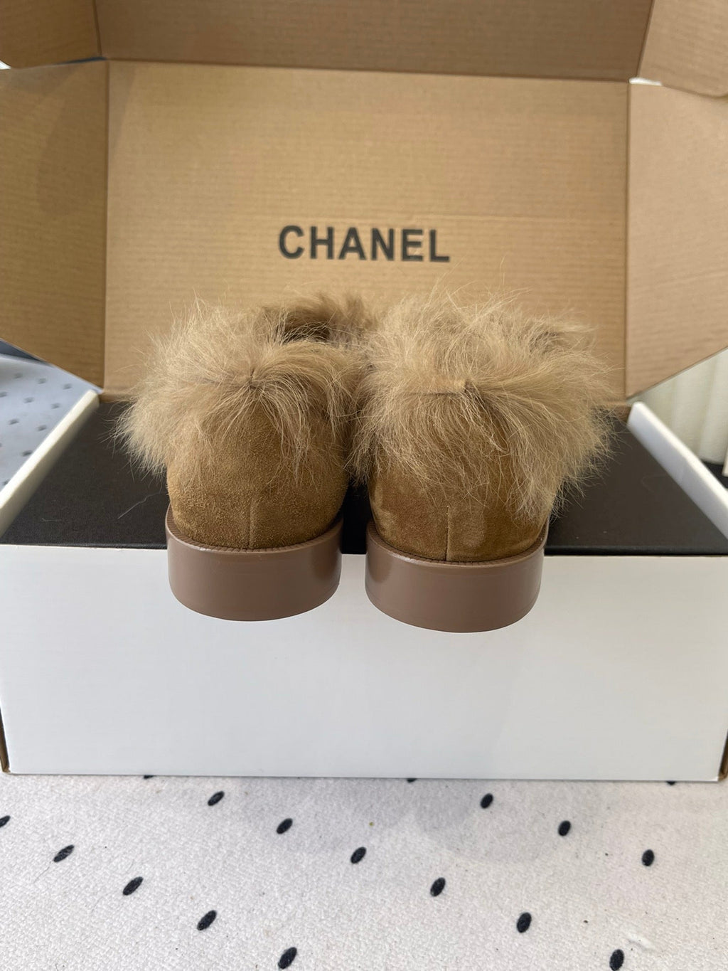 CC 26 Furry Loafer Brown Suede Kidskin and Shearling Lambskin 611596