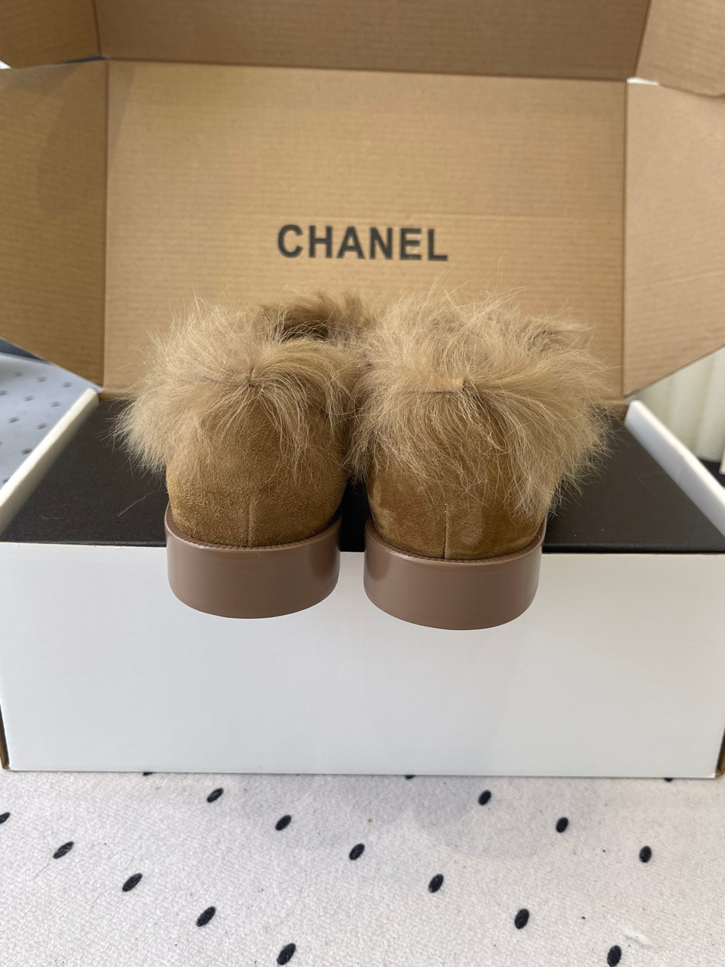 CC 26 Furry Loafer Brown Suede Kidskin and Shearling Lambskin 611596