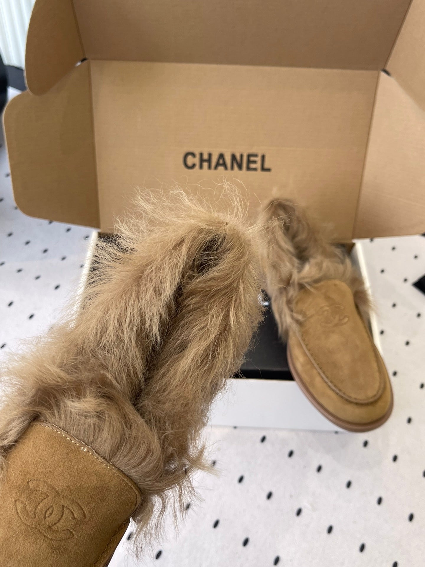 CC 26 Furry Loafer Brown Suede Kidskin and Shearling Lambskin 611596