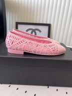 Chanel Ballet Flats Pink in Woven Raffia 611584