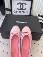 Chanel Ballet Flats Pink in Woven Raffia 611584