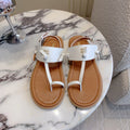 Miu Flip-flot Flat Sandal Brown White in Cowhide 615340