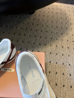 Miu Miu 26 Mary Jane Casual Flip-Flops White Brown in Mesh fabric 614740