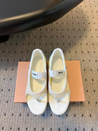 Miu Miu 26 Mary Jane Casual Flip-Flops White Blue in Mesh fabric 614739