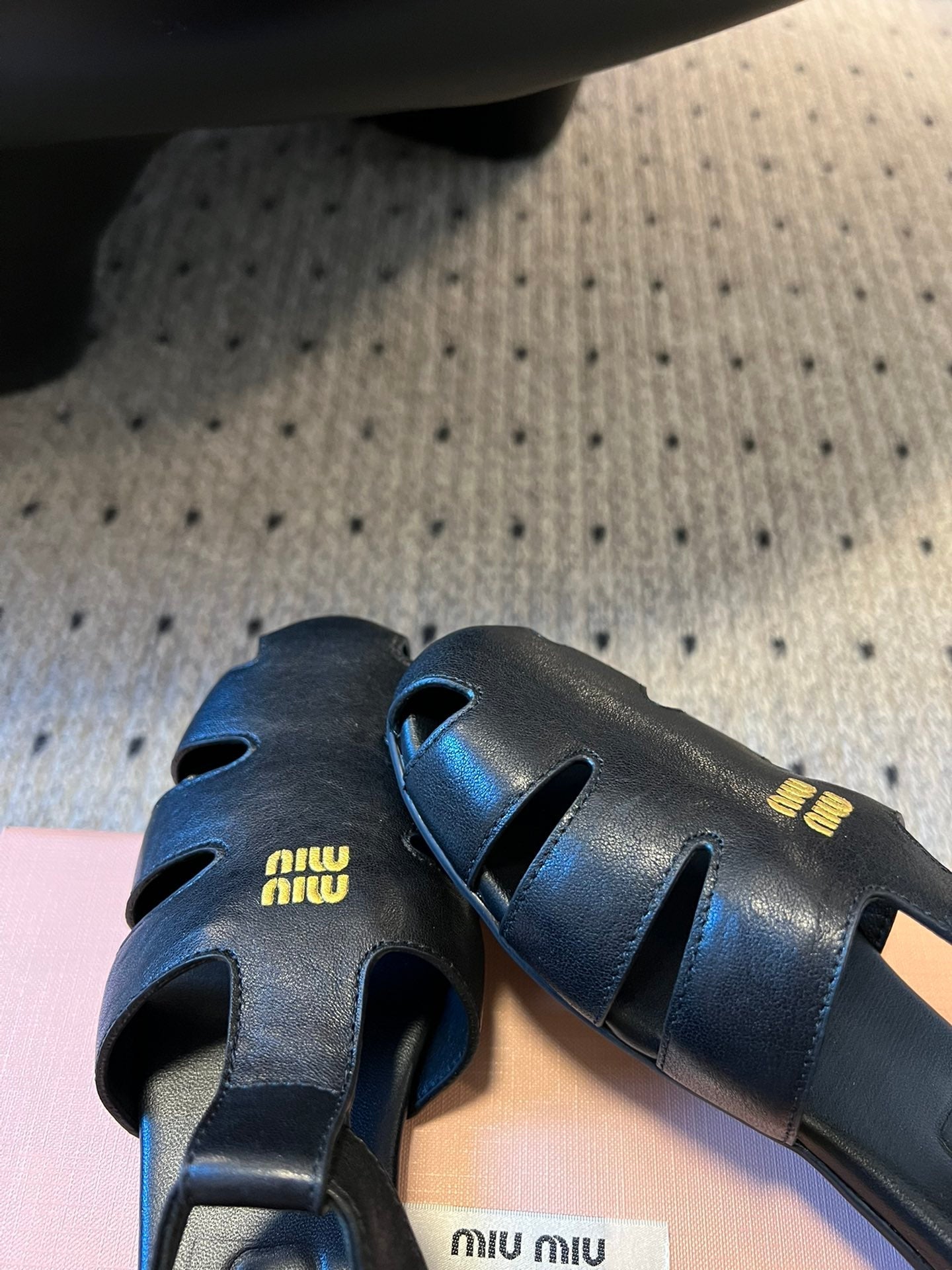 Miu Miu 26 Roman Sandals Black in Cowhide 614720