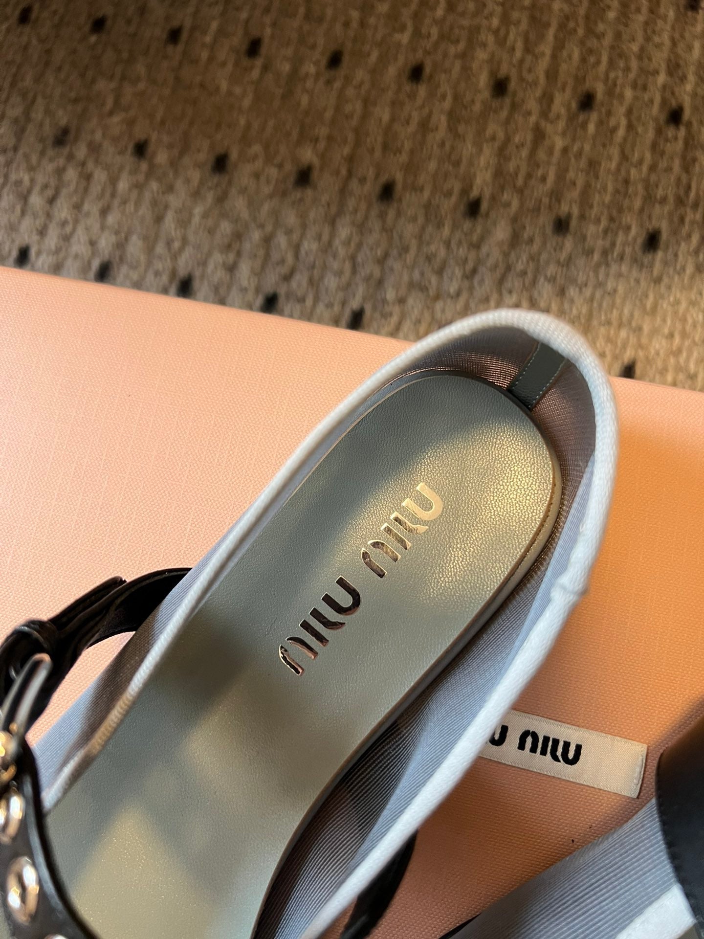 Miu Miu Women's Bow-Decorated Ballet Flats Gray in Mesh 614704