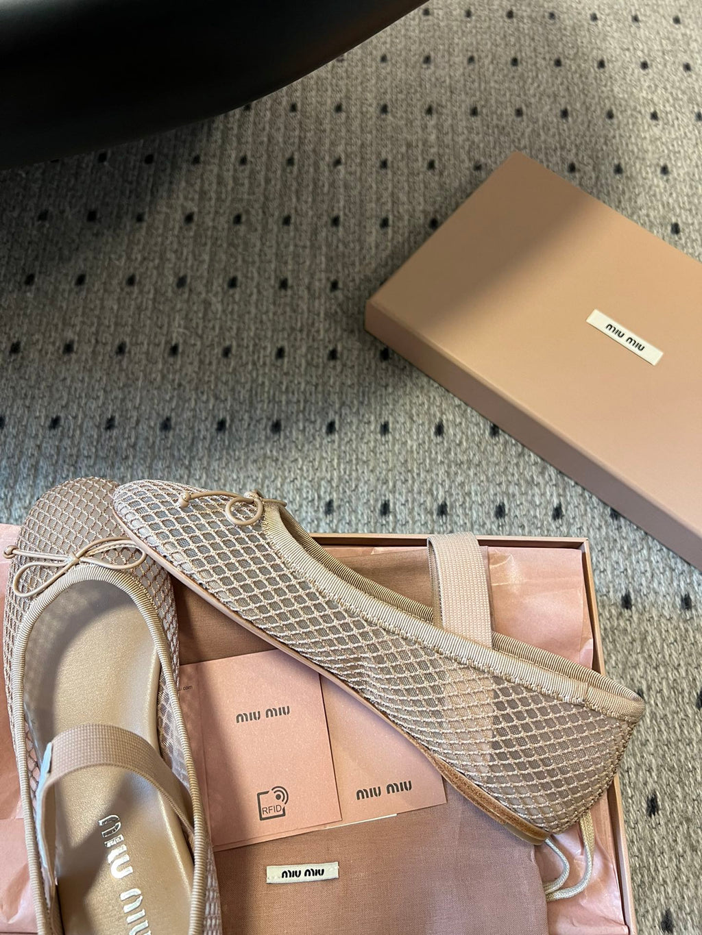 Miu Miu 26SS Ballet Flats Beige in Mesh 614701