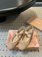 Miu Miu 26SS Ballet Flats Beige in Mesh 614701