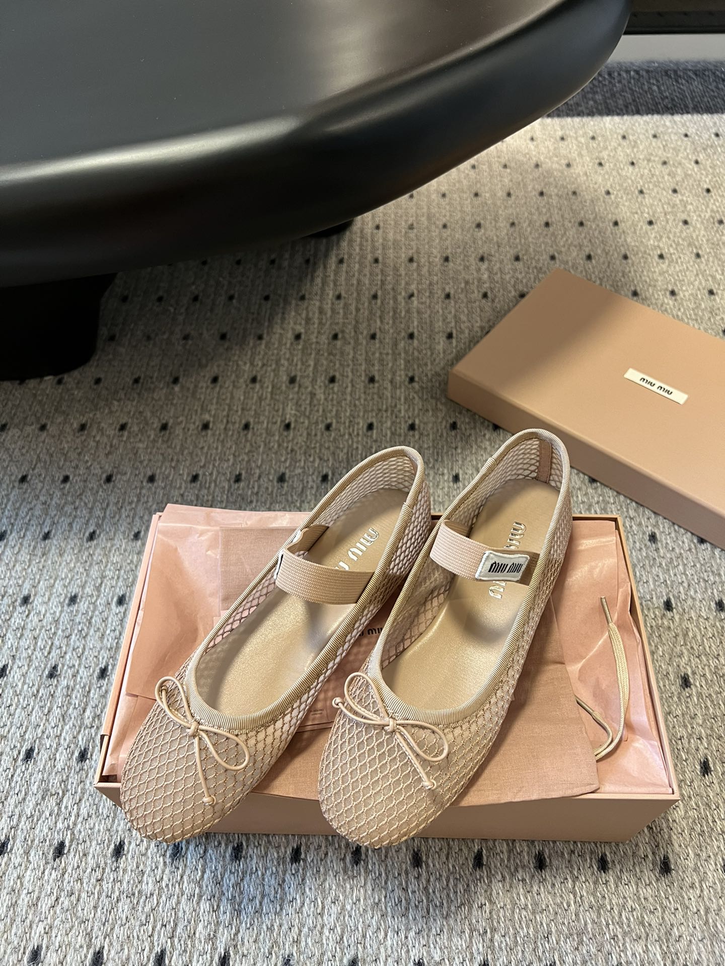 Miu Miu 26SS Ballet Flats Beige in Mesh 614701