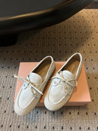 Miu Miu 26SS Bow-Knot Loafers Cream in Sheepskin 614563