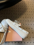 Miu Miu 26SS Bow-Knot Loafers Cream in Sheepskin 614563