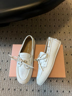 Miu Miu 26SS Bow-Knot Loafers Cream in Sheepskin 614563
