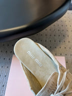 Miu Miu 26SS Mules Light Beige in Fluffing Fur 614561