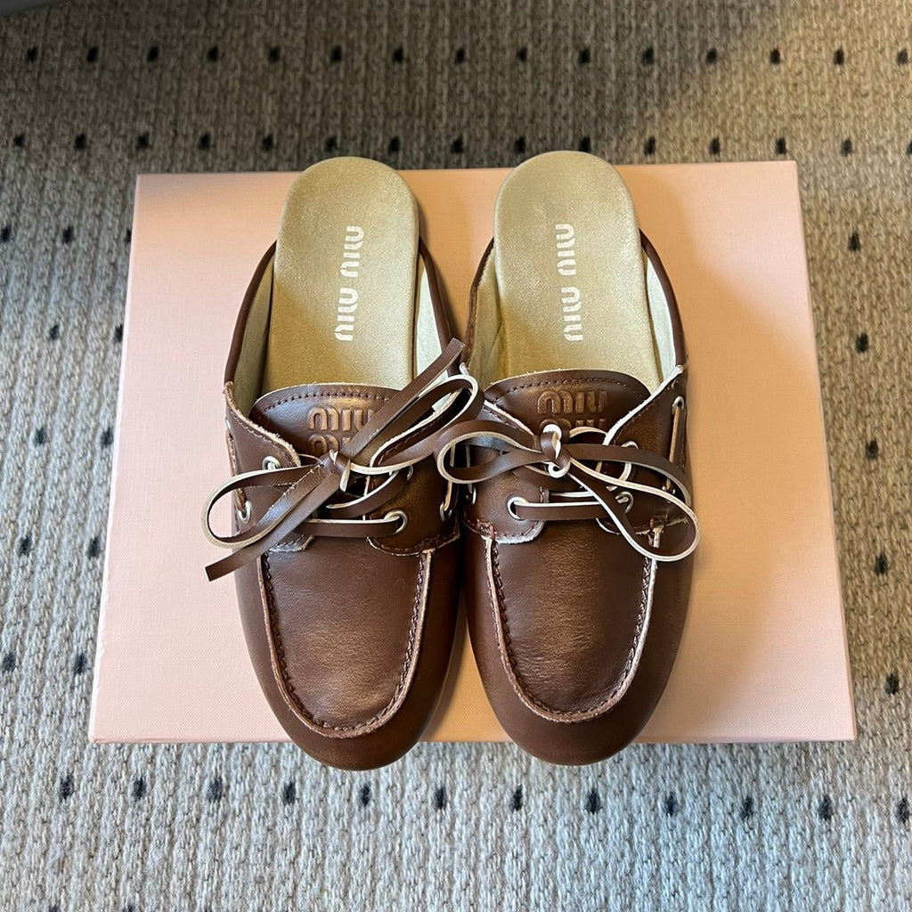 Miu Miu 26SS Mules Dark Brown in Cowhide 614560