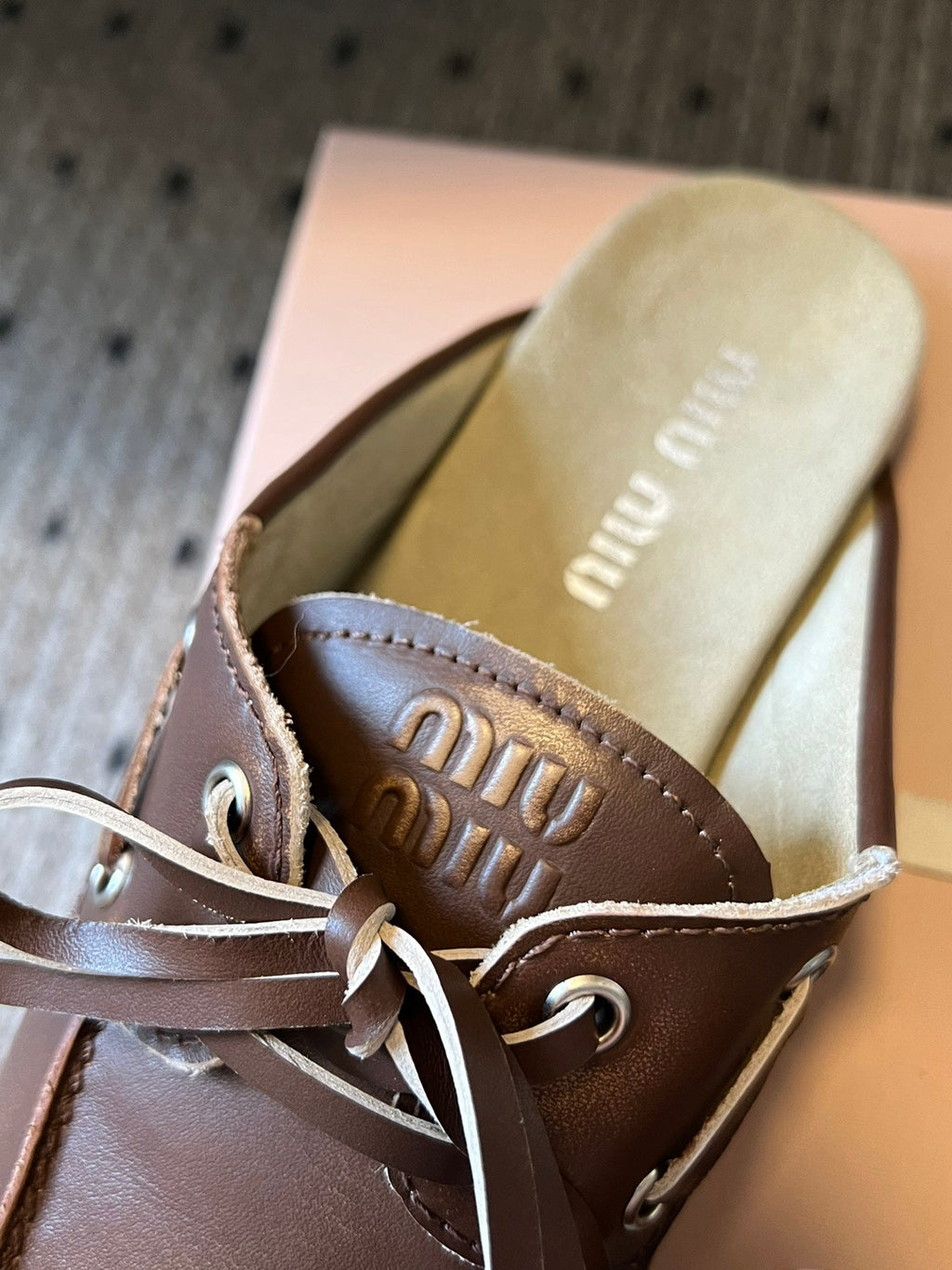 Miu Miu 26SS Mules Dark Brown in Cowhide 614560