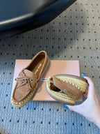 Miu Miu 26ss Loafer Brown in Suede With Raffia Straw 614557