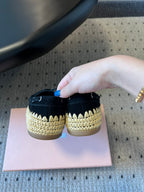 Miu Miu 26ss Loafer Black in Suede With Raffia Straw 614556