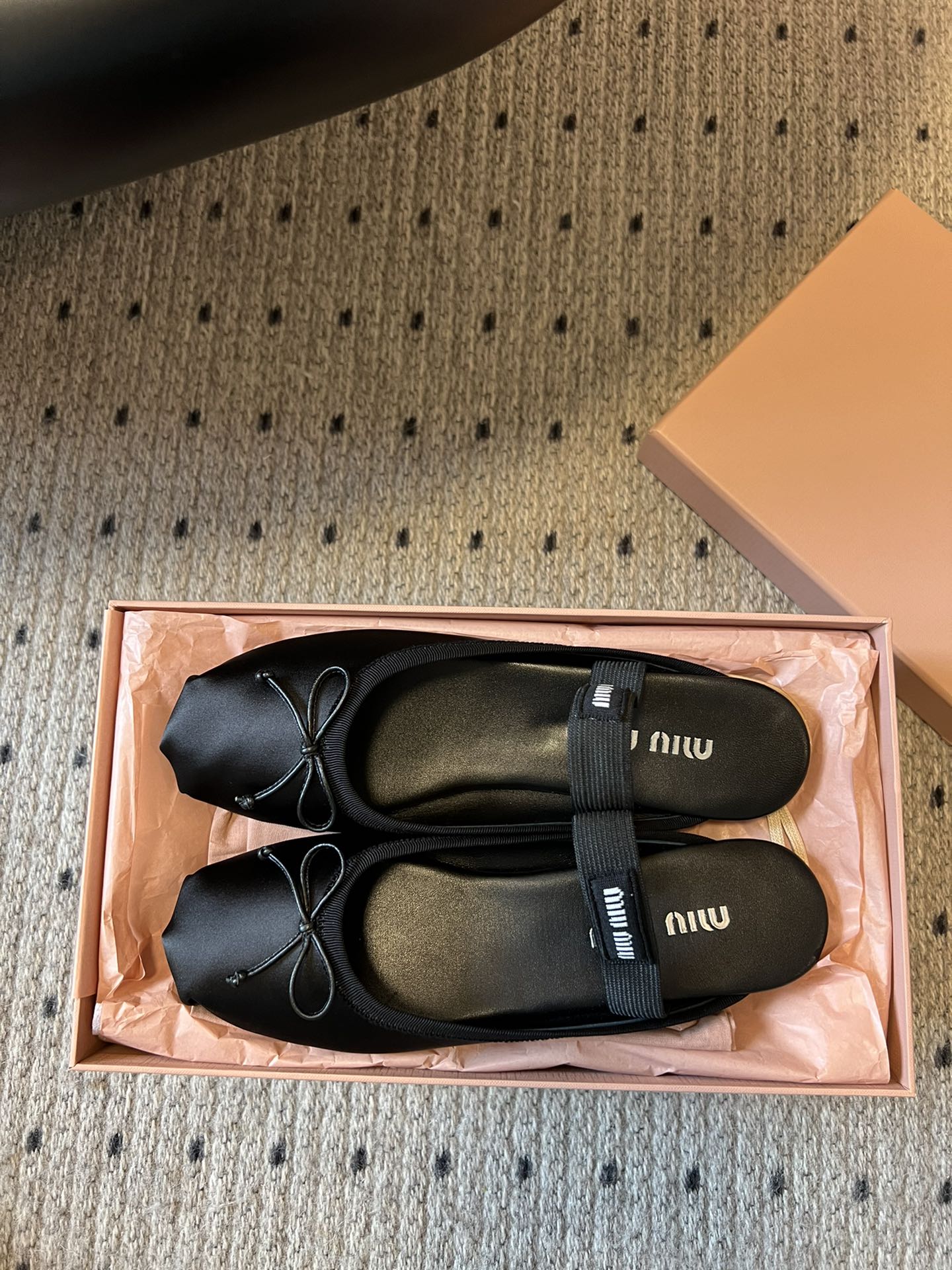 Miu Miu 26 Ballet Flats Black in Silk 614471