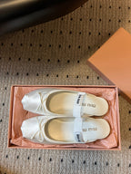Miu Miu 26 Ballet Flats White in Silk 614470