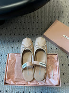 Miu Miu 26 Ballet Flats Beige in Silk 614468