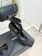 Chanel 26C Ballet High Heels Black in Silk 616003