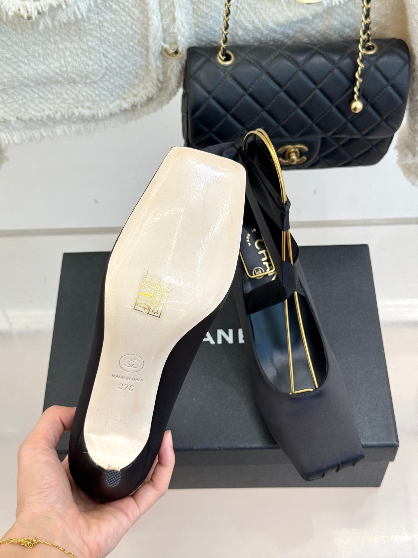 Chanel 26C Ballet High Heels Black in Silk 616003