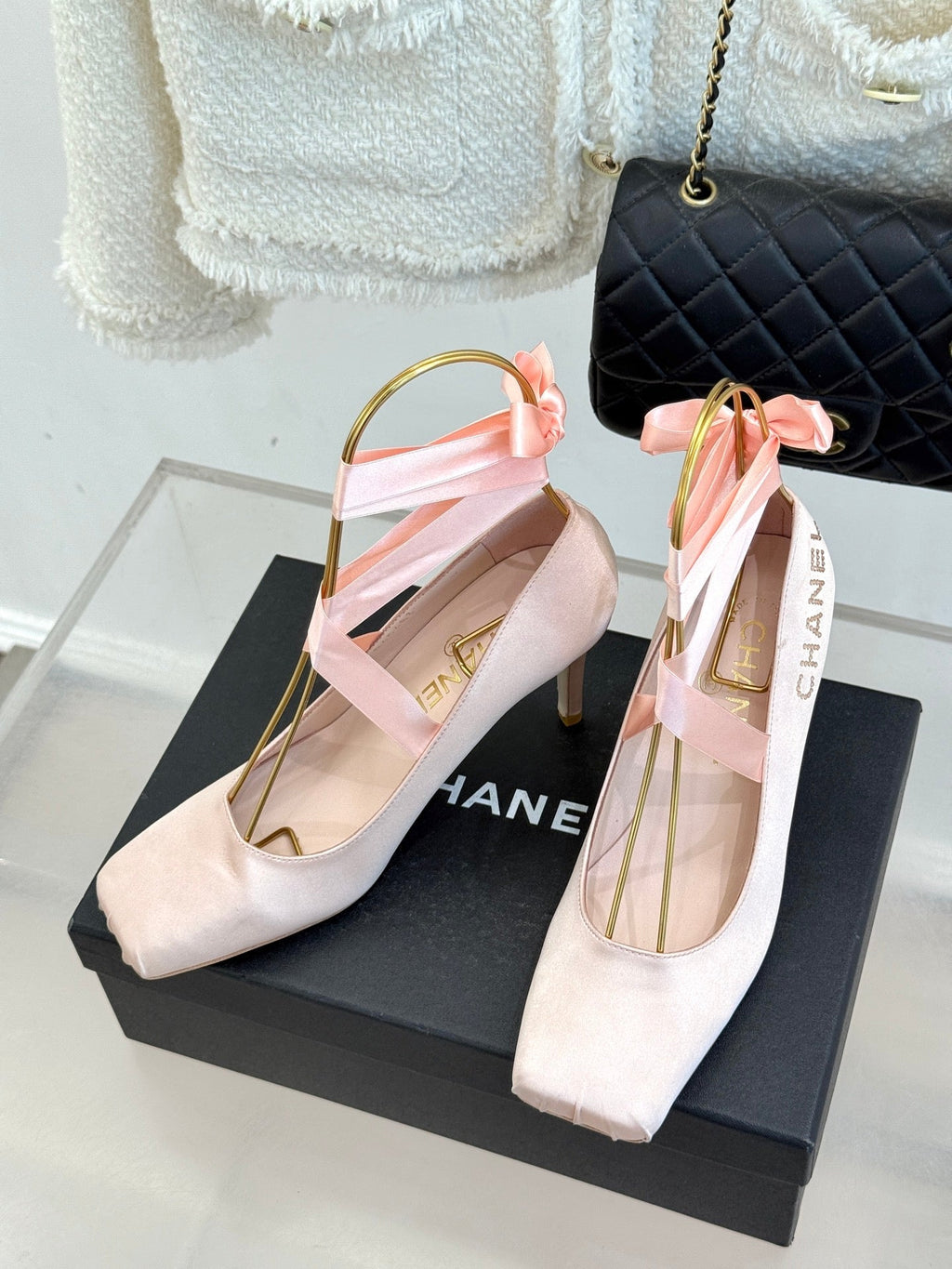 Chanel 26C Ballet High Heels Pink  in Silk 616002