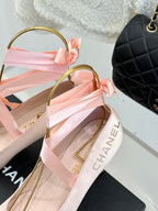 Chanel 26C Ballet High Heels Pink  in Silk 616002
