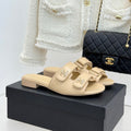 Chanel 26C Double C Backpack Buckle Velcro Slippers Beige in Lambskin 615794