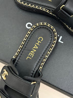 Chanel 26C Chain Double C Buckle Slippers Black Cowhide 615788
