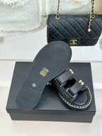 Chanel 26C Chain Double C Buckle Slippers Black Cowhide 615788