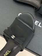 Chanel  26C Double C Bow Slippers Black in Mesh 615711