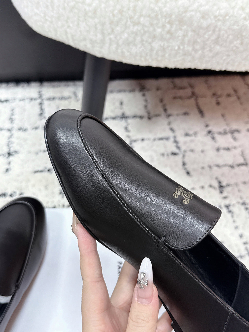 Celine 26 Aura Triomphe Loafer Black in Lambskin 631123
