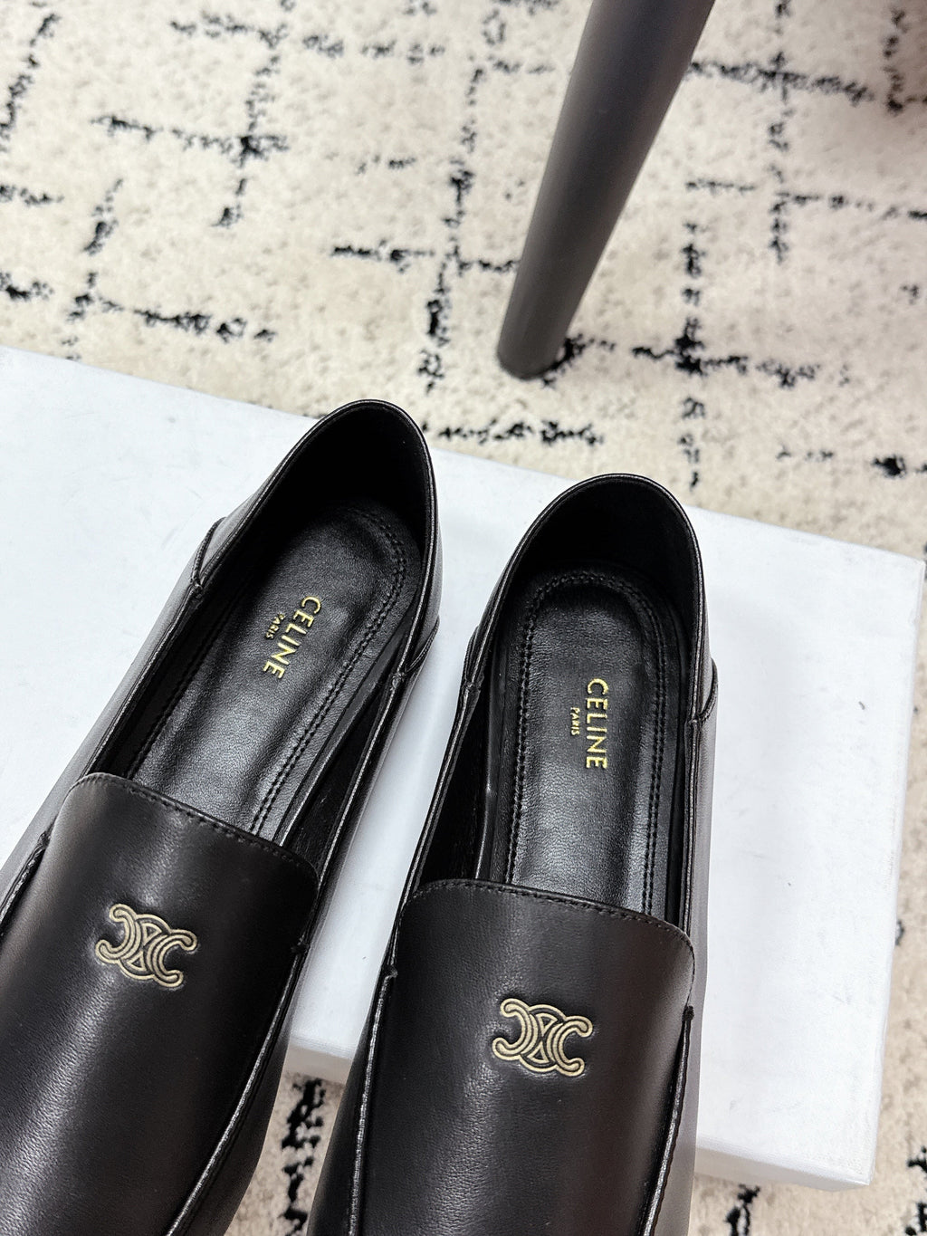 Celine 26 Aura Triomphe Loafer Black in Lambskin 631123