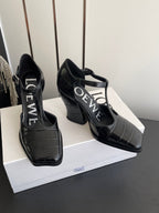 LOEWE 26SS Chunky Heel 50 Mary Jane Black in Leather 631743