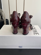 LOEWE 26SS Chunky Heel 50 Mary Jane Burgundy in Leather 631744