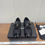 Chanel 26 Mary Jane Flat Black in Fabric Leather 632184