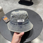 Chanel Washed Grey Denim   Bucket Hat 192316