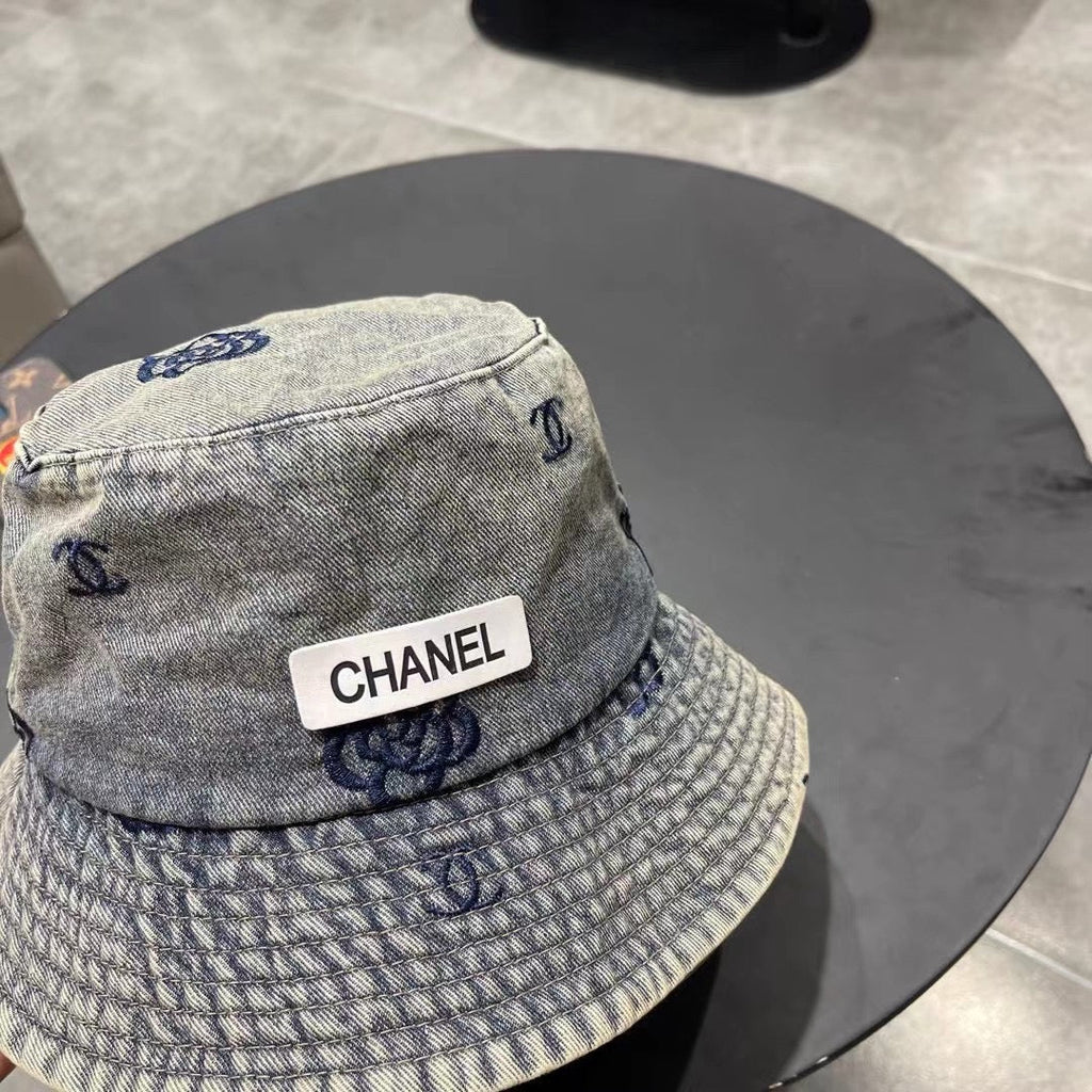 Chanel Washed Grey Denim   Bucket Hat 192316