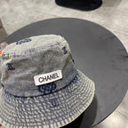 Chanel Washed Grey Denim   Bucket Hat 192316