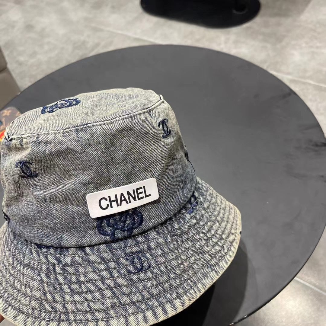 Chanel Washed Grey Denim   Bucket Hat 192316