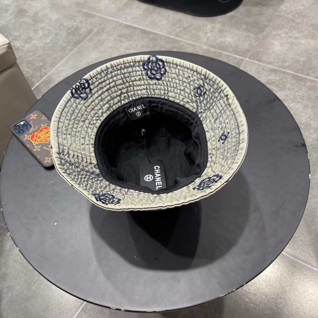 Chanel Washed Grey Denim   Bucket Hat 192316