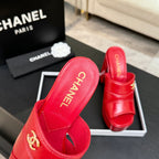 Chanel 2026 Runway Platform High-Heeled 12.5cm Sandals Red in Cowhide 673061