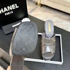 Chanel 2026 Runway Platform High-Heeled 12.5cm Sandals Gray in Cowhide 673060