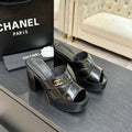 Chanel 2026 Runway Platform High-Heeled 12.5cm Sandals Black in Cowhide 673059