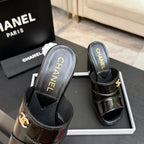 Chanel 2026 Runway Platform High-Heeled 12.5cm Sandals Black in Cowhide 673059