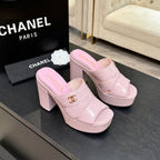 Chanel 2026 Runway Platform High-Heeled 12.5cm Sandals Pink in Cowhide 673057